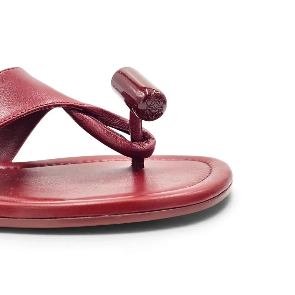 Loewe Toggle Flat Sandals Calfskin Leather Burnt Red EU 38 US 8 - NWB $1100